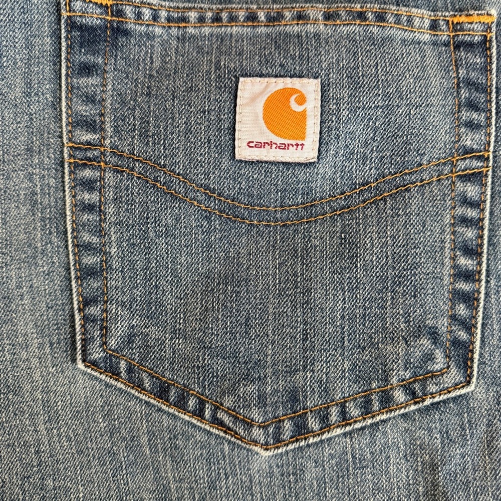 Carhartt Relaxed Fit Work Jeans BD1483-M Utility Denim Medium Wash Blue 42x32 - Picture 6 of 14
